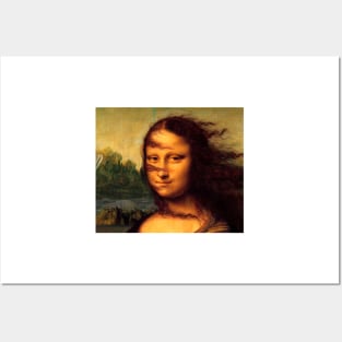 Funny Mona Lisa wind in hair Posters and Art